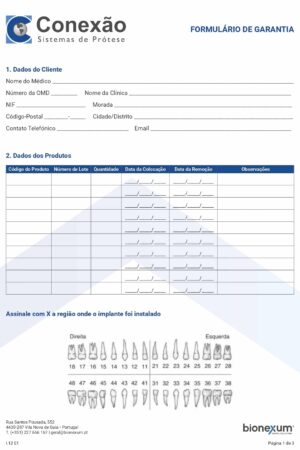 Formulário de Garantia Implantes
